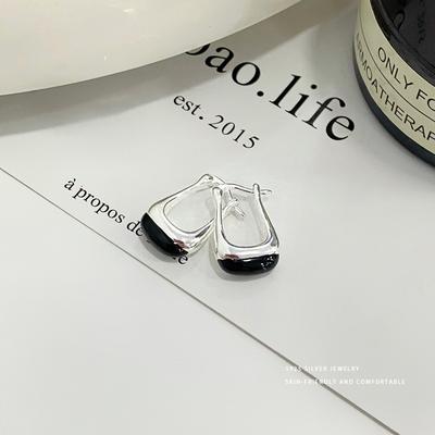 Versatile Black Water Drop Earrings Niche Design Sweet and Cool Style Earrings Earrings