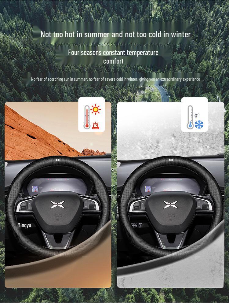 XPeng P7/P5/G3i/G9F Echte Lederlenkradabdeckung: Schweißabweisend, Ultraleicht, Ganzjahres