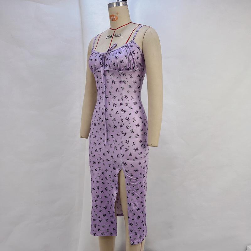 Letní ležérní květinové šaty s rozparkem a halenkou