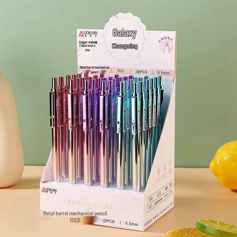 Metal Barrel Automatic Pencils, 36-Pack, with Copper Clip, Push-Button, 0.5mm & 0.7mm for Students