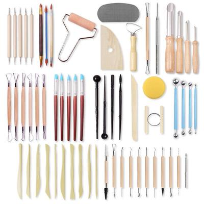 Set di 61 Pezzi di Argilla Polimerica e Strumenti per Ceramica per Intaglio e Rilievo Fai da Te