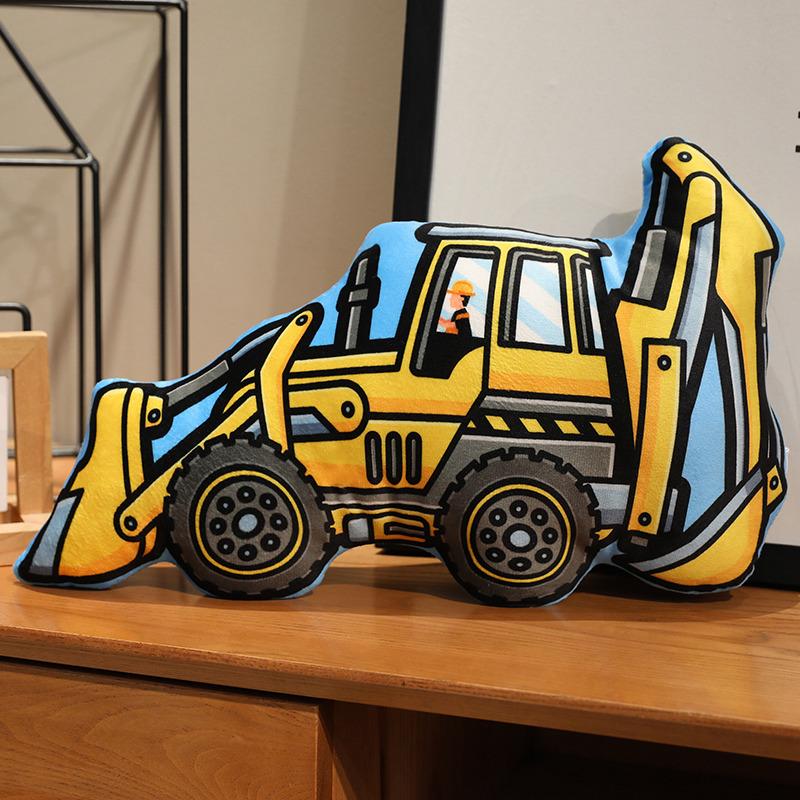 

Fun Construction Plush Toys Cartoon Bulldozer Excavator Truck Stuffed Doll Soft Hug Pillow Chair Cushion Gift Kids Boys Playtime 40cm