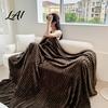 Skin Friendly Milk Velvet Throw Striped Fleece Blanket for Bed Ribbed Couch Thickened Warm Bed Soft Breathable Cozy Blankets Lightweight
