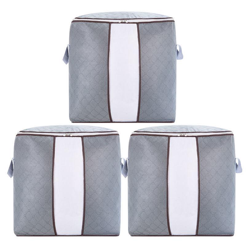 1/2/3/4pc Foldable Bamboo Charcoal Quilt Storage Bag Clothes Sweater Blanket Organizer Box Storage Bag Household Organizations