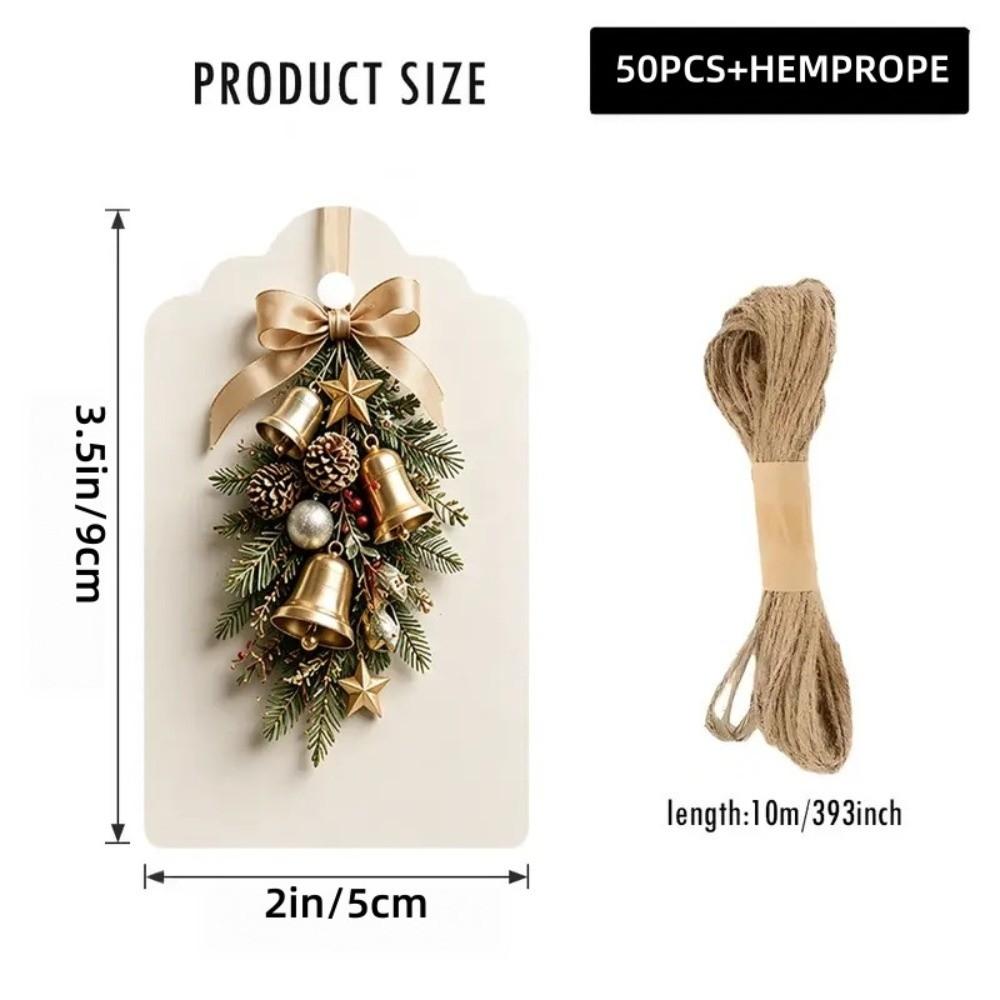 50 Sheets Handmade 3D Effect Label 10m Rope Paper Hang Tags  Clothes Packaging