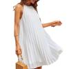 European and American new temperament elegant solid color sleeveless round neck pleated dress