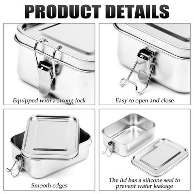 4 Stück Edelstahl Lebensmittelaufbewahrungsbehälter mit Deckel 850 ml Wiederverwendbare Metall-Lunchboxen Stahl-Snackbox Lebensmittelzubereitungsbehälter