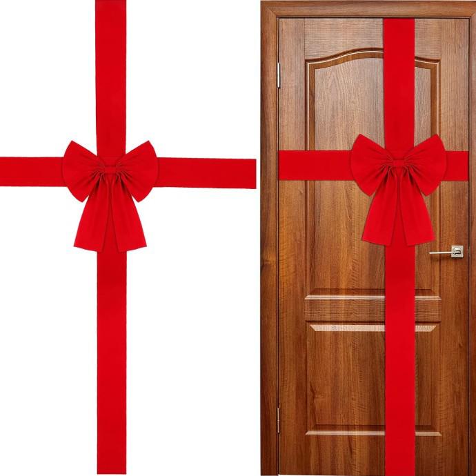 Luxury Extra Large Double-Layer Christmas Bow for Doors Red