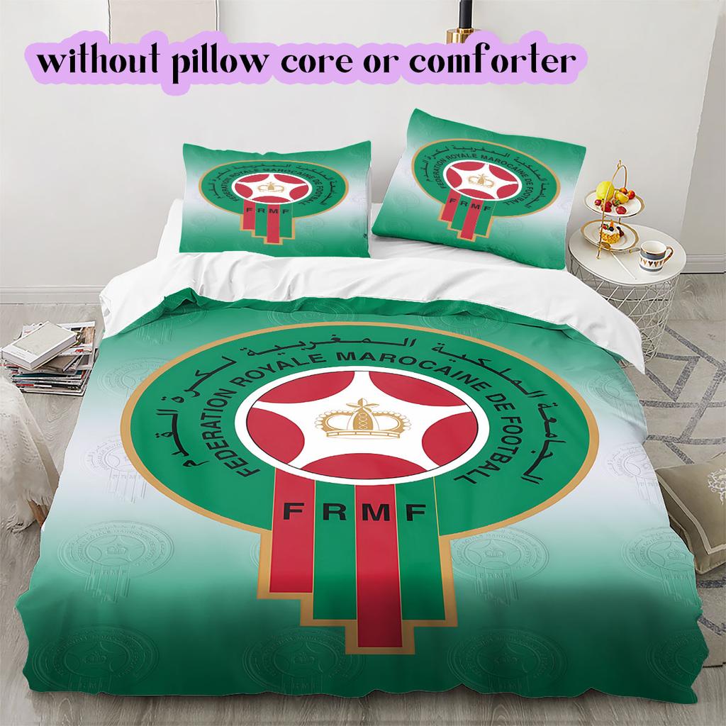 Morocco National Football Team Pattern Bedding,Quilt Set Quilt Cover Pillowcase Home Birthday Gift (1*duvet Cover+2*pillowcase,without Core)