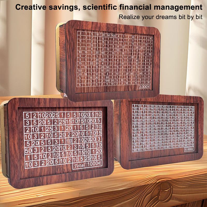 Wooden Money Saving Box Money Storage Bank With Saving Money Goals Counter Reusable Handmade Piggy Bank Coin Tray Storage Case