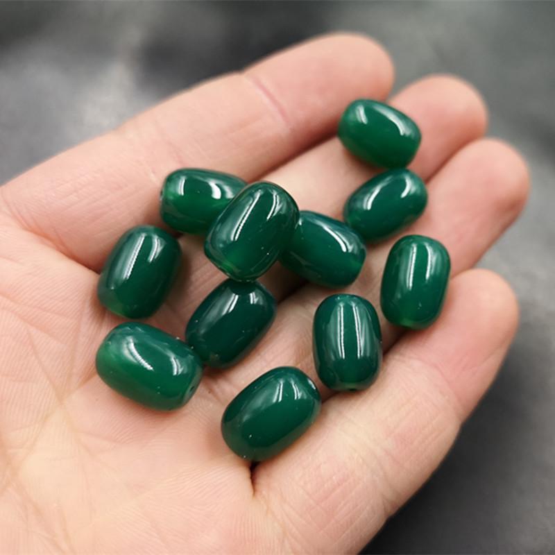 Green Agate and Chalcedony Barrel Beads for DIY Jewelry 10x13mm