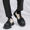 Fashion Men Leather Round Toe Shoes Chunky Platform Classic Retro Work Shoes Comfortable Fashion Business Oxfords Casual Walking Shoes