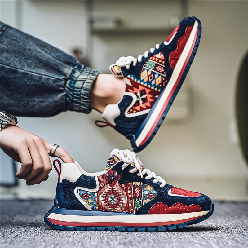 Chinese Style Embroidered Sports Shoes for Men, 2026 Autumn New Comfortable Fabric Versatile Internet Famous Casual Shoes