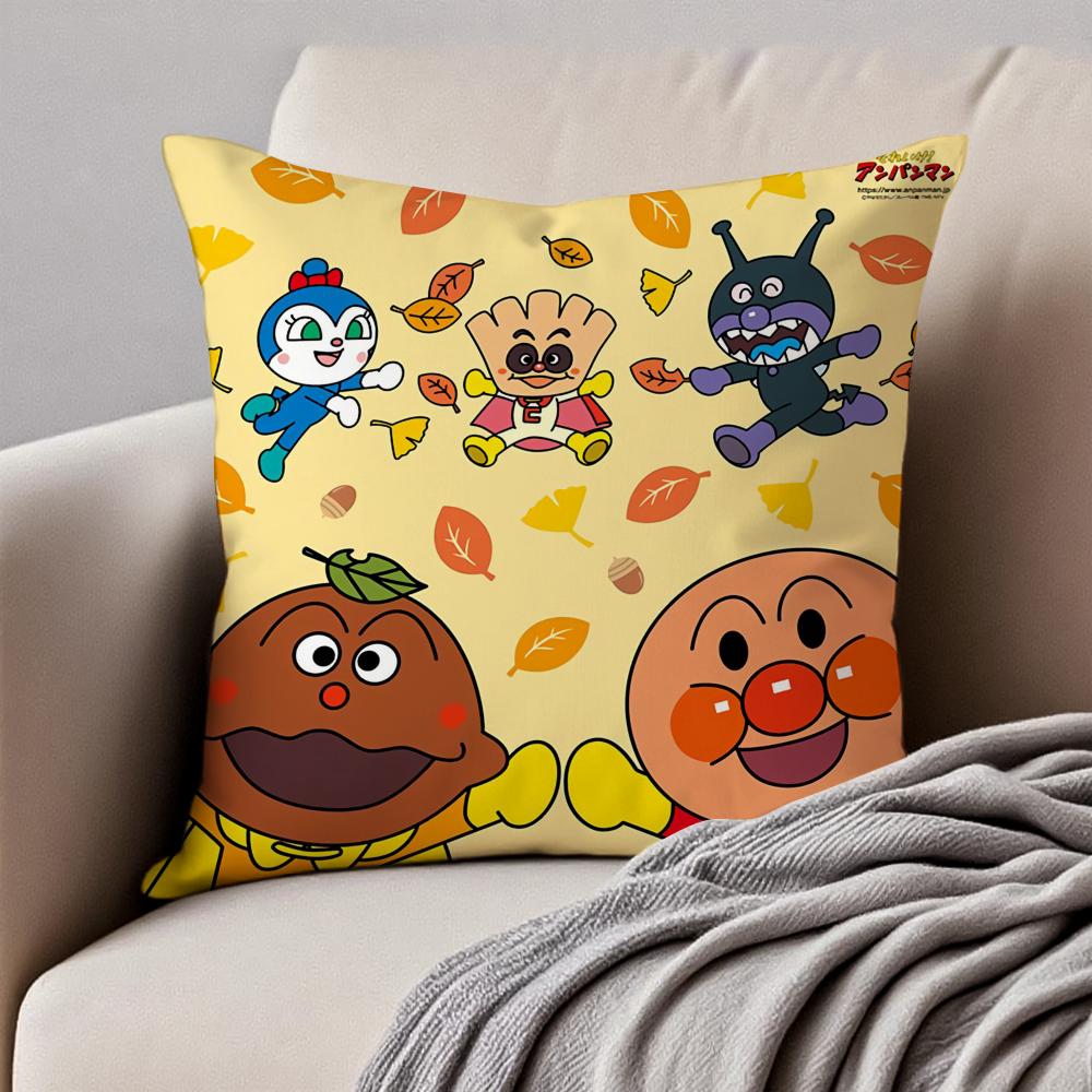 Cute Japanese Anime AAnpanman Cushion Cover Pillowcase Antidustmite Invisible Zipper Short Plush Sofa Cushion