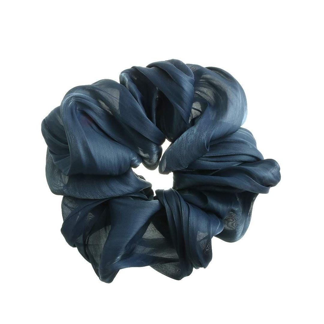 VINGTAINE chiffon volume chouchou large big glamorous adult-like trendy updo ponytail HS-143-BL- blue