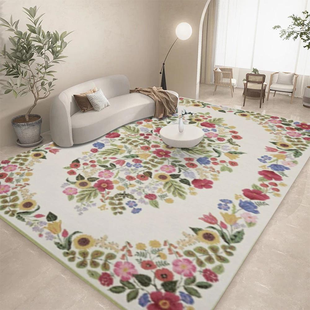 Elegant French Floral Carpet for Living Room Home Decor Sofa Rugs Bedroom Rug Lounge Kitchen Coffee Table Floor Mat Indoor Rug