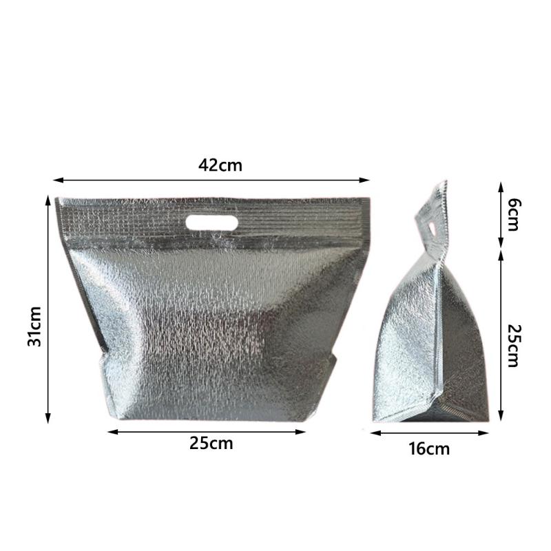 5Pcs Aluminum Foil Insulated Thermal Bags for School Lunch Takeout Camping Grocery Shopping Picnic