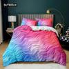 Rainbow Duvet Cover Set Girly Spiral Multicolor Bright Sequins Bedding Set for Kids Girls King Size Soft Microfiber Quilt Cover