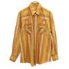 70s Striped Pattern Long Sleeve Western Shirt 16/33 Orange Men's Used