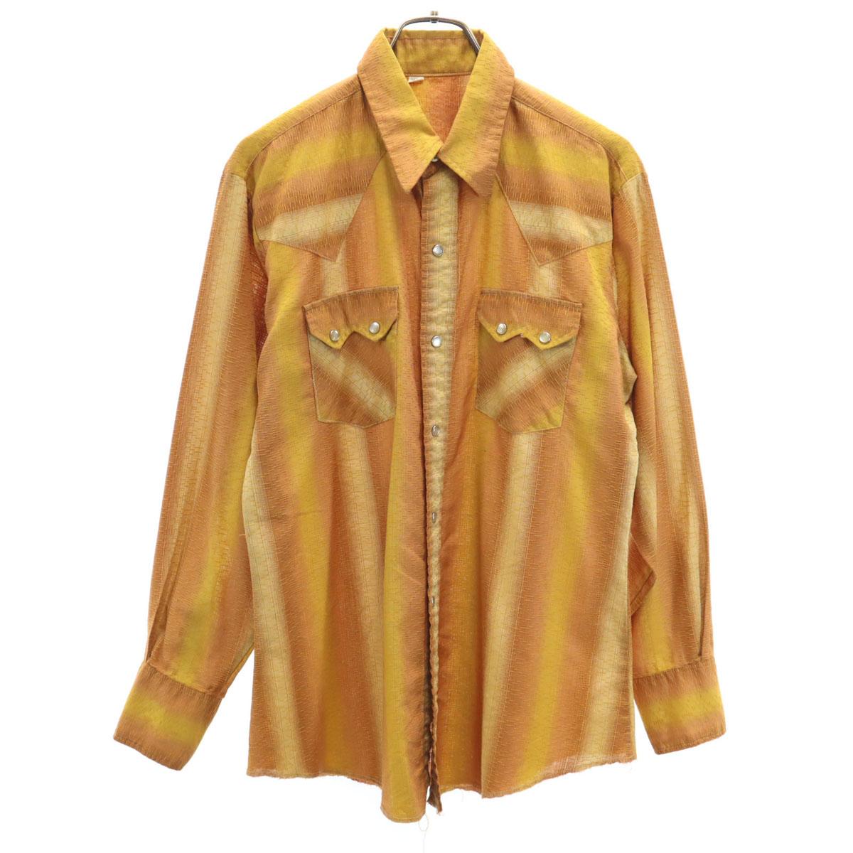 

ВИНТАЖНАЯ рубашка в полоску 70-х годов с длинным рукавом в западном стиле 16/33 Оранжевая Мужская Б/У