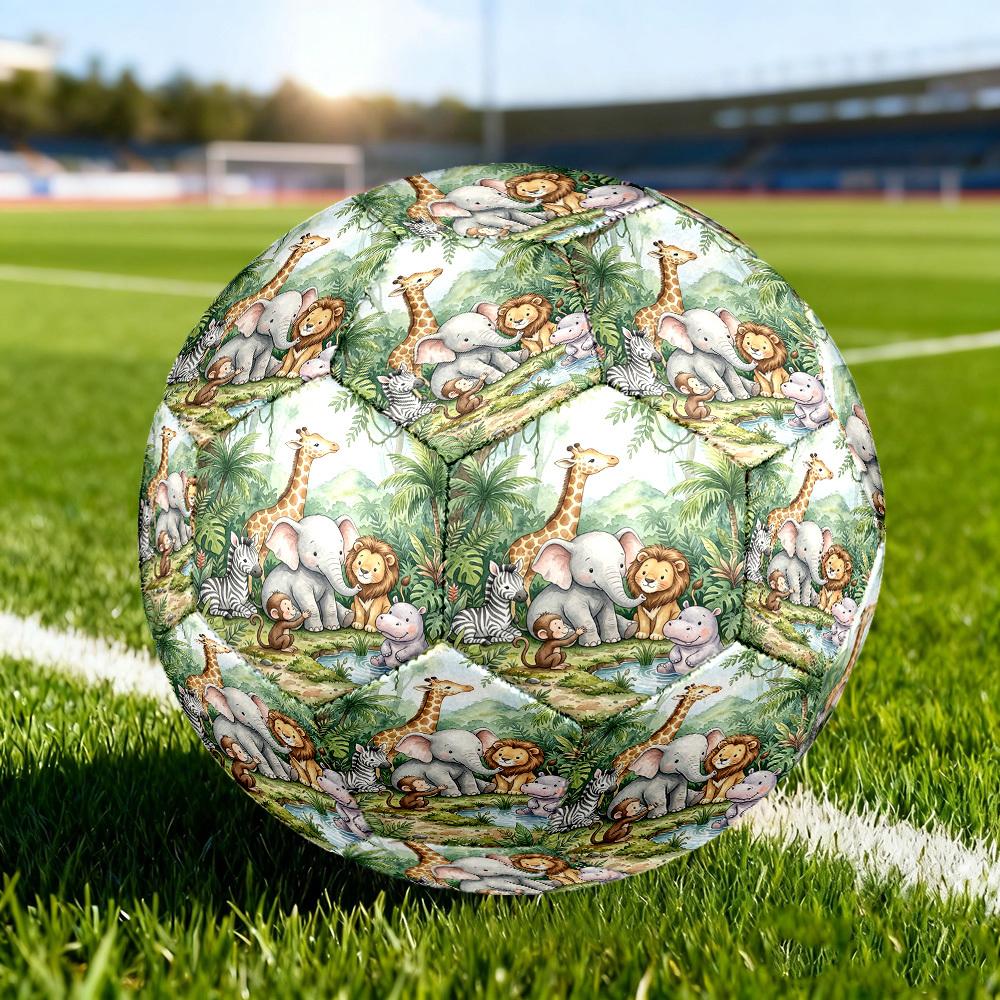 1pc Jungle Safari Friends Size 5 Soccer Ball Professional Lightweight Durable Match Training Football Indoor &Outdoor Sports Ball Training Ball Y29