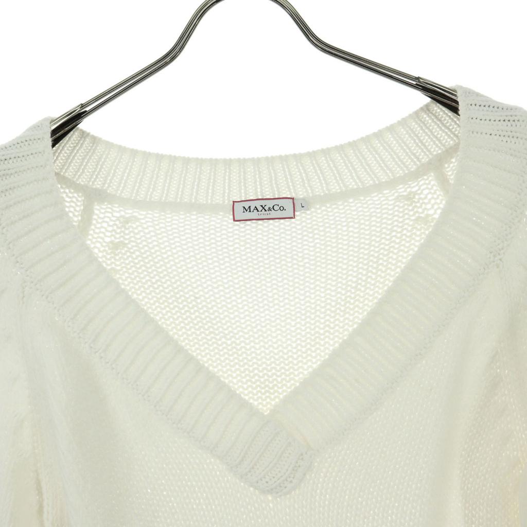 MAX&CO Long sleeve V neck knit L white Women Used