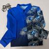 Frauen Frühling Herbst Hemd Tops Revers Langarm Faux Edelstein Feder Druck Einreiher Hemd Streetwear