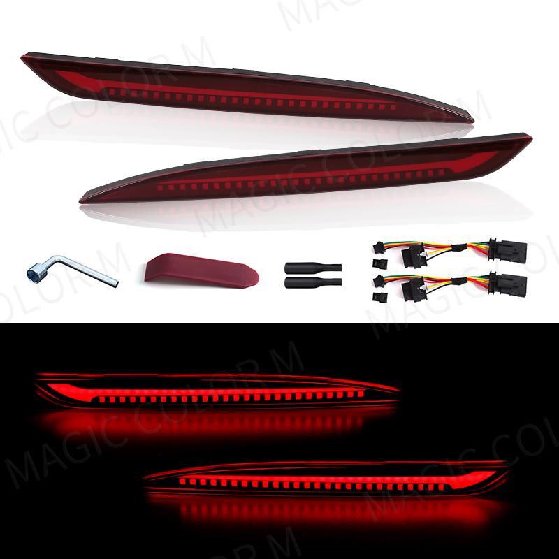 For Tesla Model 3 Model Y 2018 2019 2020 2021 2022 Led Rear Bumper Reflector 3 Functions Brake Light Dynamic Fog Light Red Smoke