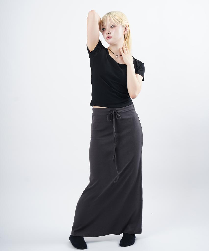 STARRYEYED Modal Banded H Long Skirt (Charcoal)