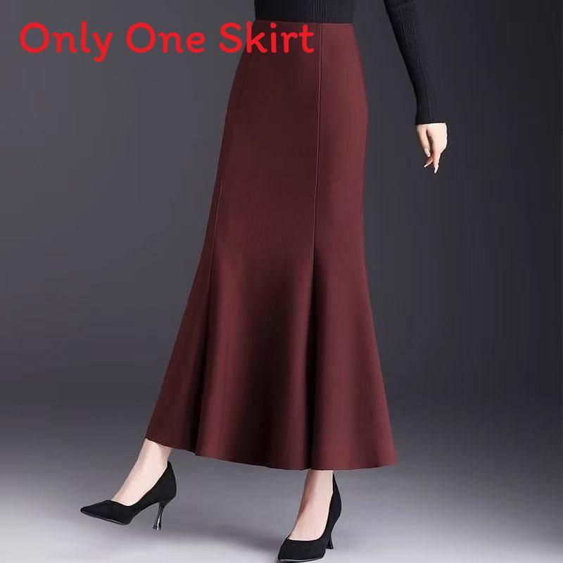 Classic High Waist Mermaid Skirt With Splicing Design For Elegant Fall Fashion