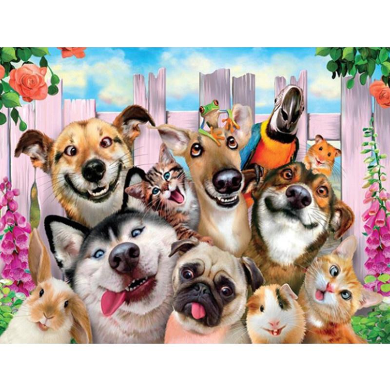 5D DIY Diamond Painting Cute Dog In Oil Painting Diamond Embroidery Cross Stitch Kit Full Rhinestone Mosaic Home Decor
