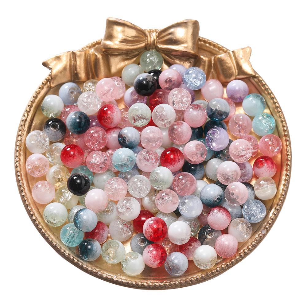 20/50pcs 8/10mm Colorful Glass Crackle Beads Round Spacer Loose Beads for DIY Jewelry Bracelet Necklace Accessories Making