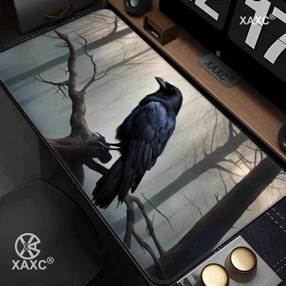 Dark Style Crow Mouse Pad large keyboard mouse desk pad nonslip rubber gaming mouse pad laptop mouse carpet HYBXXC Desk Mat
