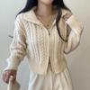 New Arrivals Open Run Women Cardigan Two Way Sweater Short Cable Knit