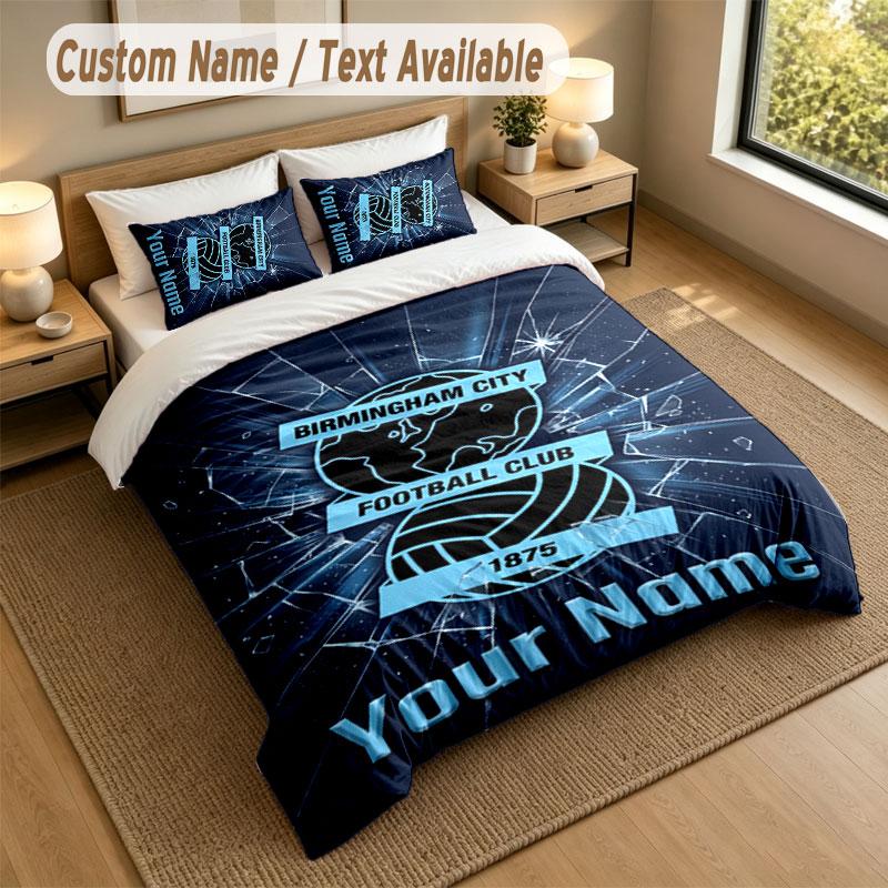 Bedding Set 1 Duvet Cover 2 Pillowcases BIRMINGHAM CITY Football Print Soft Bed Linen Bedroom Decor