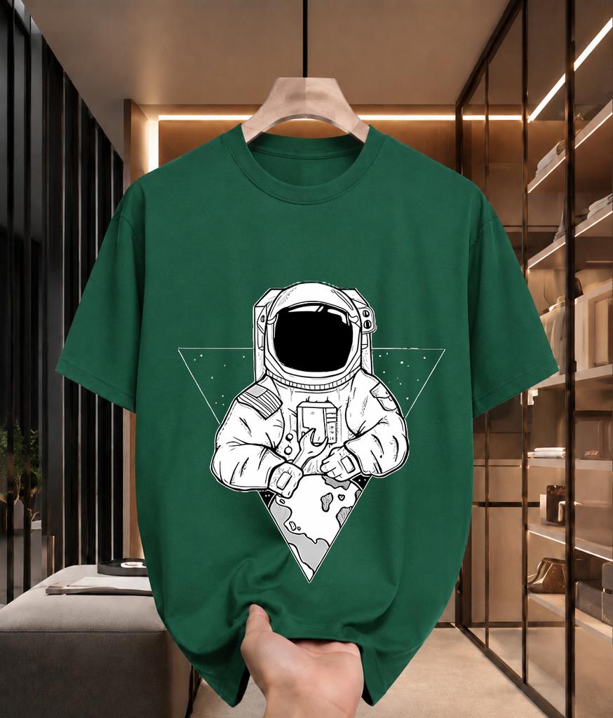 2026 New Cotton Tshirt With Triangle Starry Sky And Orbiting Planet Astronaut Print Trendy Top For Unisex And Unisex
