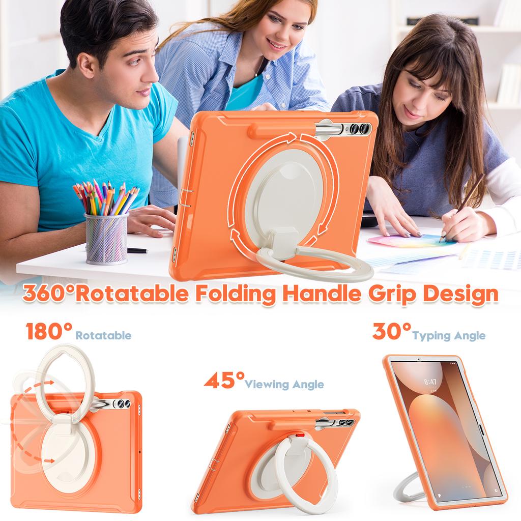 For Samsung Tab Case S9 S8 S7 Plus S10 FE S6 A9 A8 S7fe A7 Lite Handle Kickstand Shockproof Stand Hard Tablet Cases Cover Funda