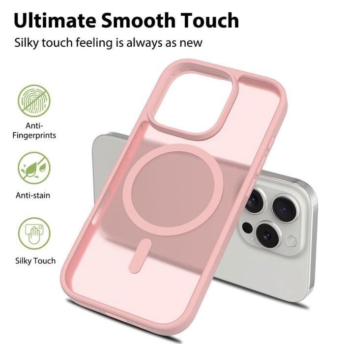 Coque de protection - BOOLING - iPhone 16 Pro - Protection hybride - Rose - Recharge sans fil