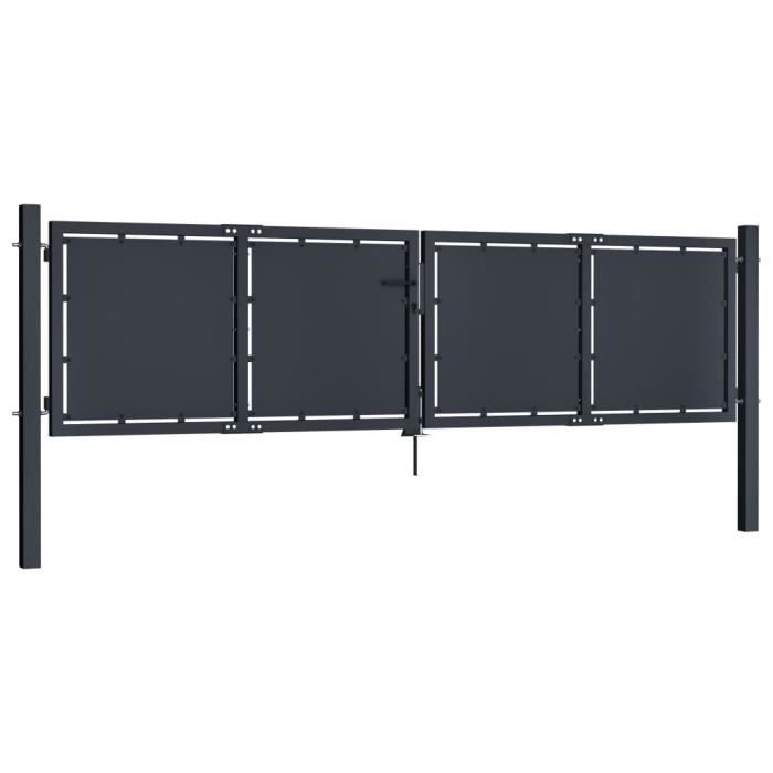 Portail de jardin - VIDAXL - Acier - 300 x 125 cm - Anthracite - Battant