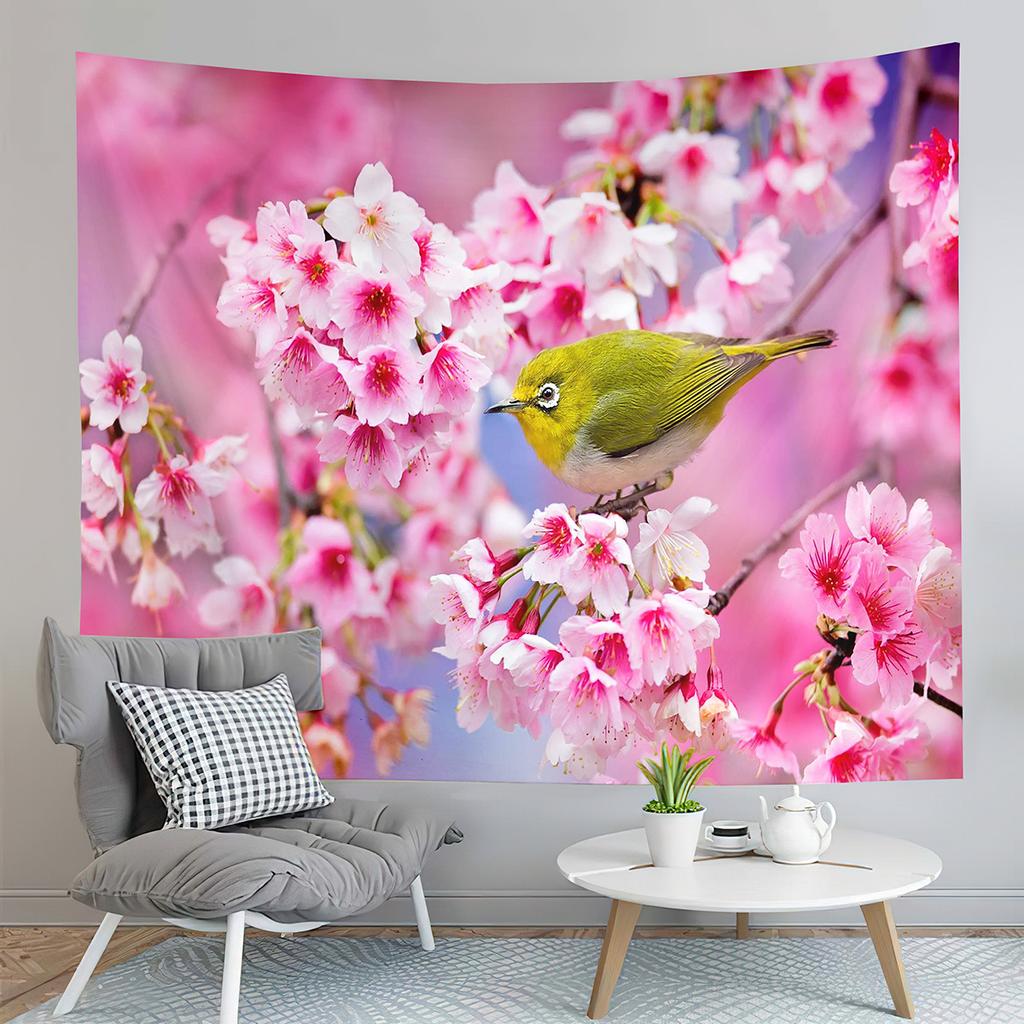 Mountain Fuji Japan Tapestry Cherry Sakura Blossom Temple Tapestry Wall Hanging Decor Tapestries Bedroom Home Living Room Dorm