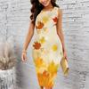 Women Plus Size Crew Neck Sleeveless Midi Dress Leopard Mix Vintage Floral Ornate Border Print Bodycon Dress