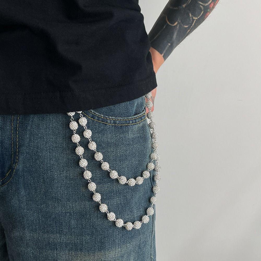 Tassel Pearl Waist Chain Turquoise Pants Chain Goth Punk Belt Chain Steet