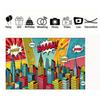 BOOM  WOW Comic City Tapestry Pop Art Style Wall Hanging for Birthday Decor Dorm Living Room High Quality 2D Flat Print Design
