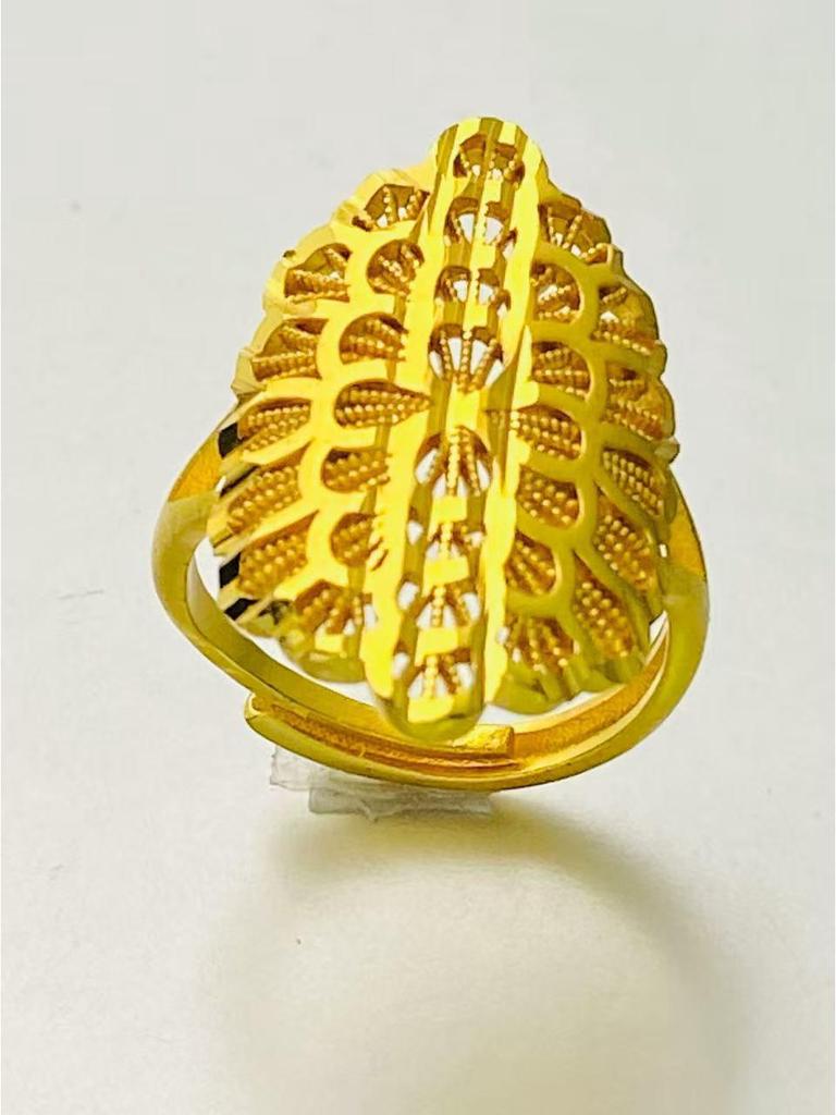 24K Gold Plated Adjustable Brass Ring - Personalized High-End Design