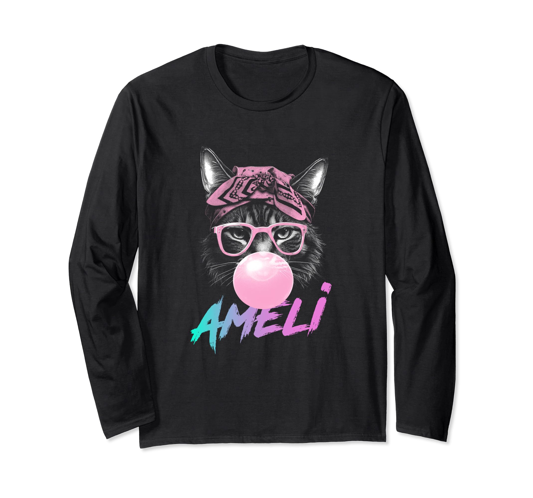 

AMELI - Adorable girl name with cute Cat long sleeve T-shirt