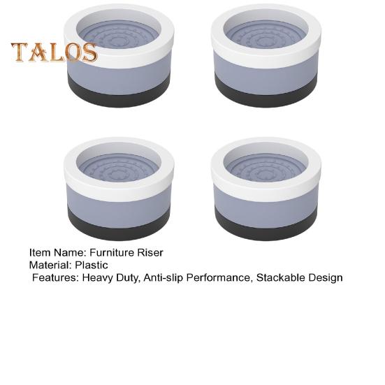 4Pcs Round Furniture Riser Heavy Duty Bed Riser Stackable Anti-slip Table Desk Couch Chair Sofa Cabinet Leg Lift Riser Heightening Foot Pad