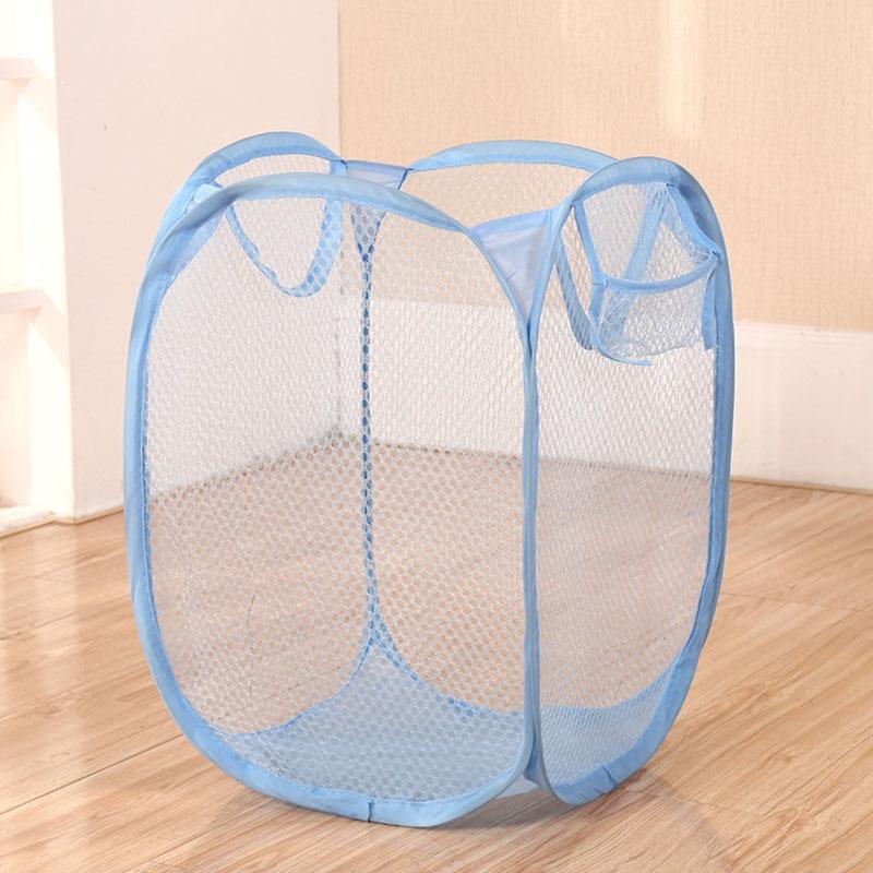 Foldable Mesh Laundry Basket With Durable Handles Strongly Frame Laundry Basket