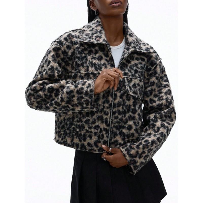 Women's Fall and Winter Short Loose Casual Tweed Jacket