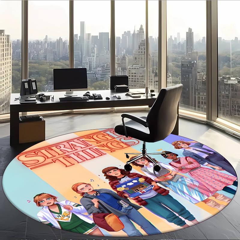 Stranger Things (14) Round Office Rug Decorative Floor Rug for Office Bedroom Living Room and Home Space
