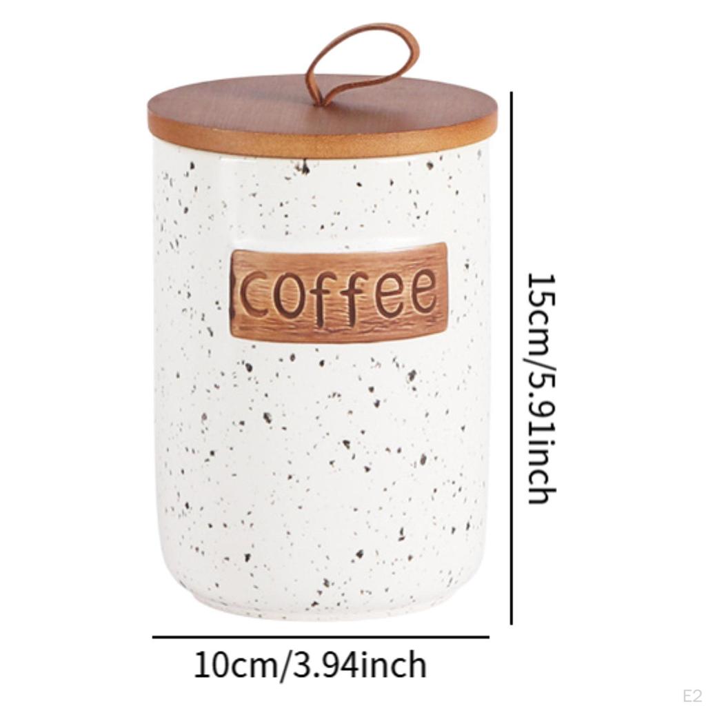 Airtight Ceramic Canister with Wooden Lid for Kitchen And Pantry
